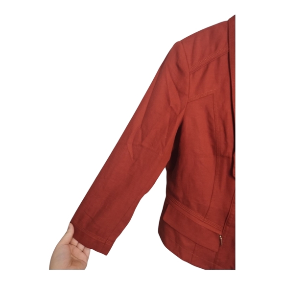 WHBM Linen Blend‎ 3Q Sleeve 1 Button Office Business Casual Minimalist Jacket 14 - Picture 5 of 8